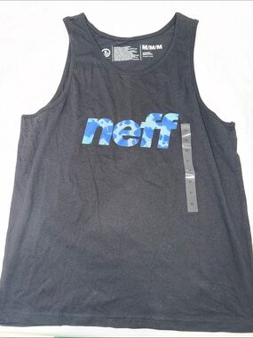 Neff Black Tank with Blue Camo Logo